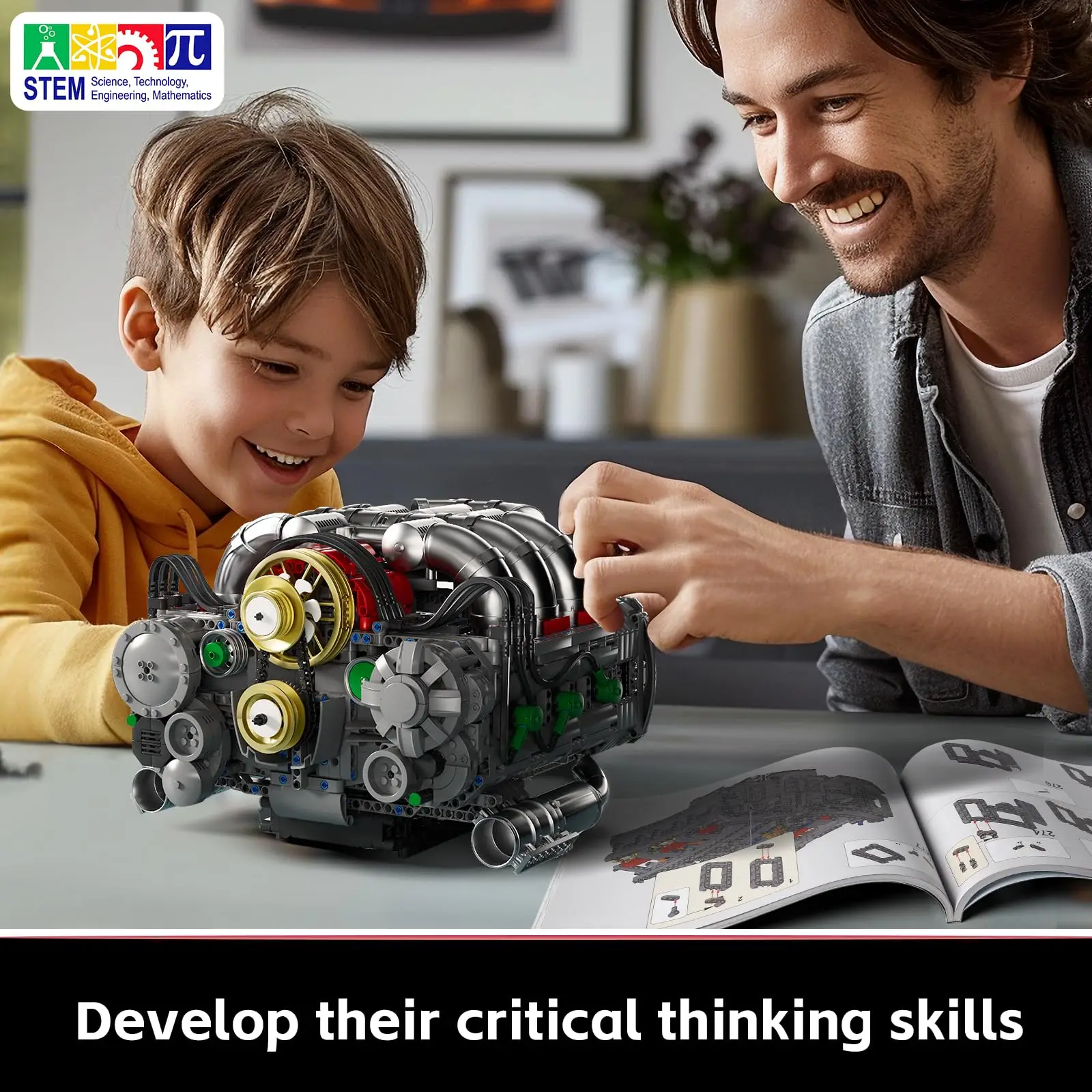 

MK 10181 Flat-Six Engine Model Kit,Functional Sport Car Building Blocks w/ Battery Box & Motor,STEM Toy for Adult & Teen 2375pcs