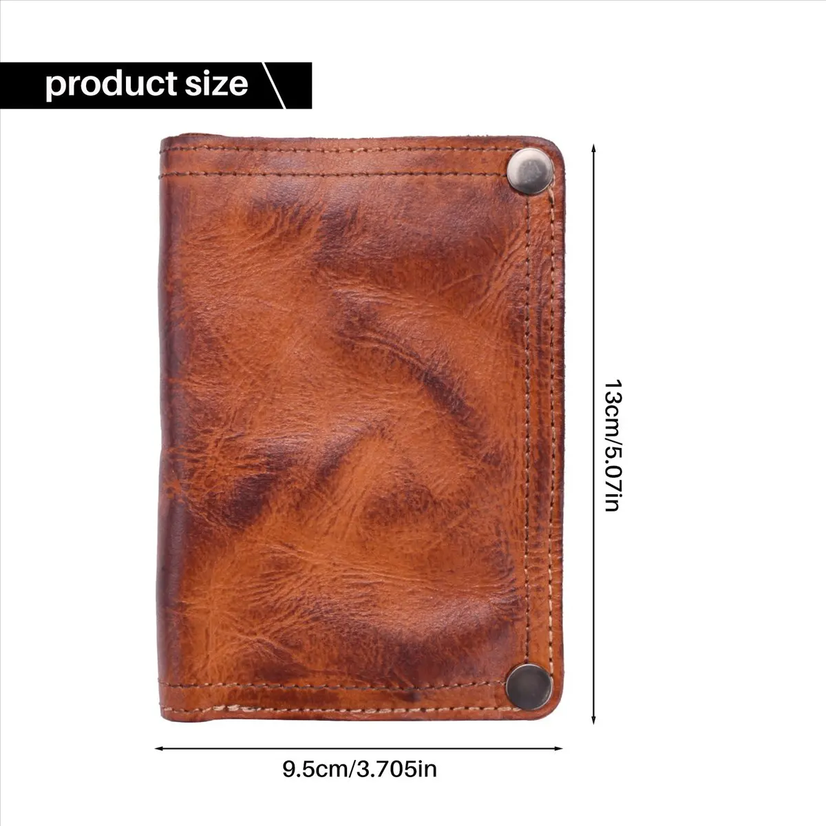 ABQR portefeuille anti-rides fait à la main, portefeuilles pour hommes en cuir de vache, pinces à billets en cuir rétro, porte-carte Crazy Horse, marron clair