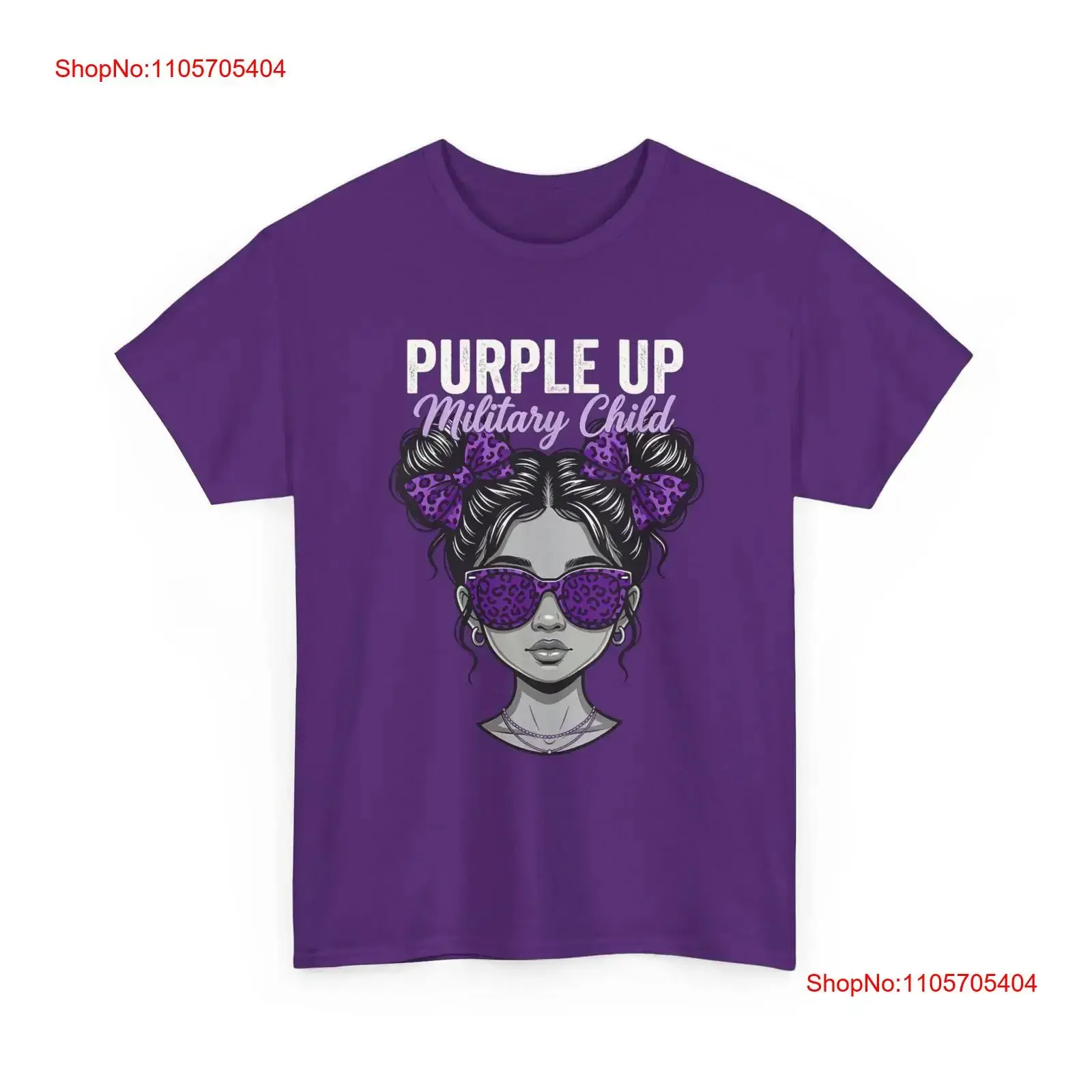 T-shirt pour filles Purple Up pour le Mois des Enfants des Forces Armées, manches longues ou courtes, style vintage, effet délavé, vêtements de créateur doux