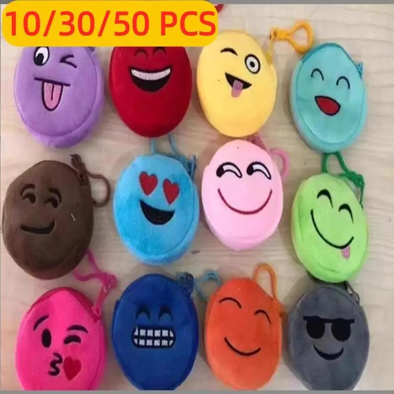10/30/50PCS round coin purse mixed style and color expression coin purse cartoon embroidery small bag coin purse plush bag