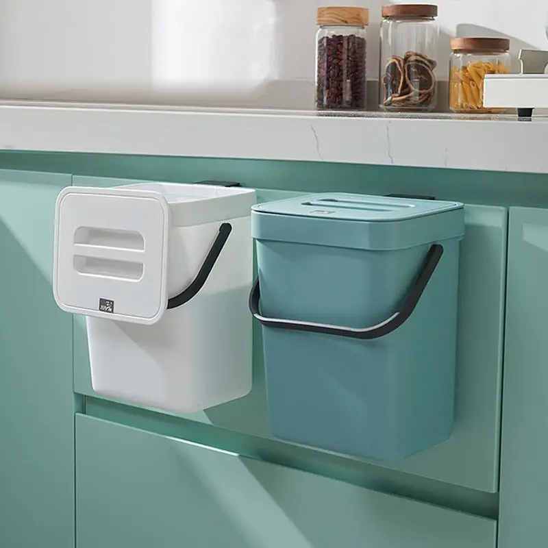 

Under Sink Trash Can Wall Mounted Hanging Trash Bin With Lid Kitchen Indoor Waste Garbage Compost Bin for home Kitchen Bathroom