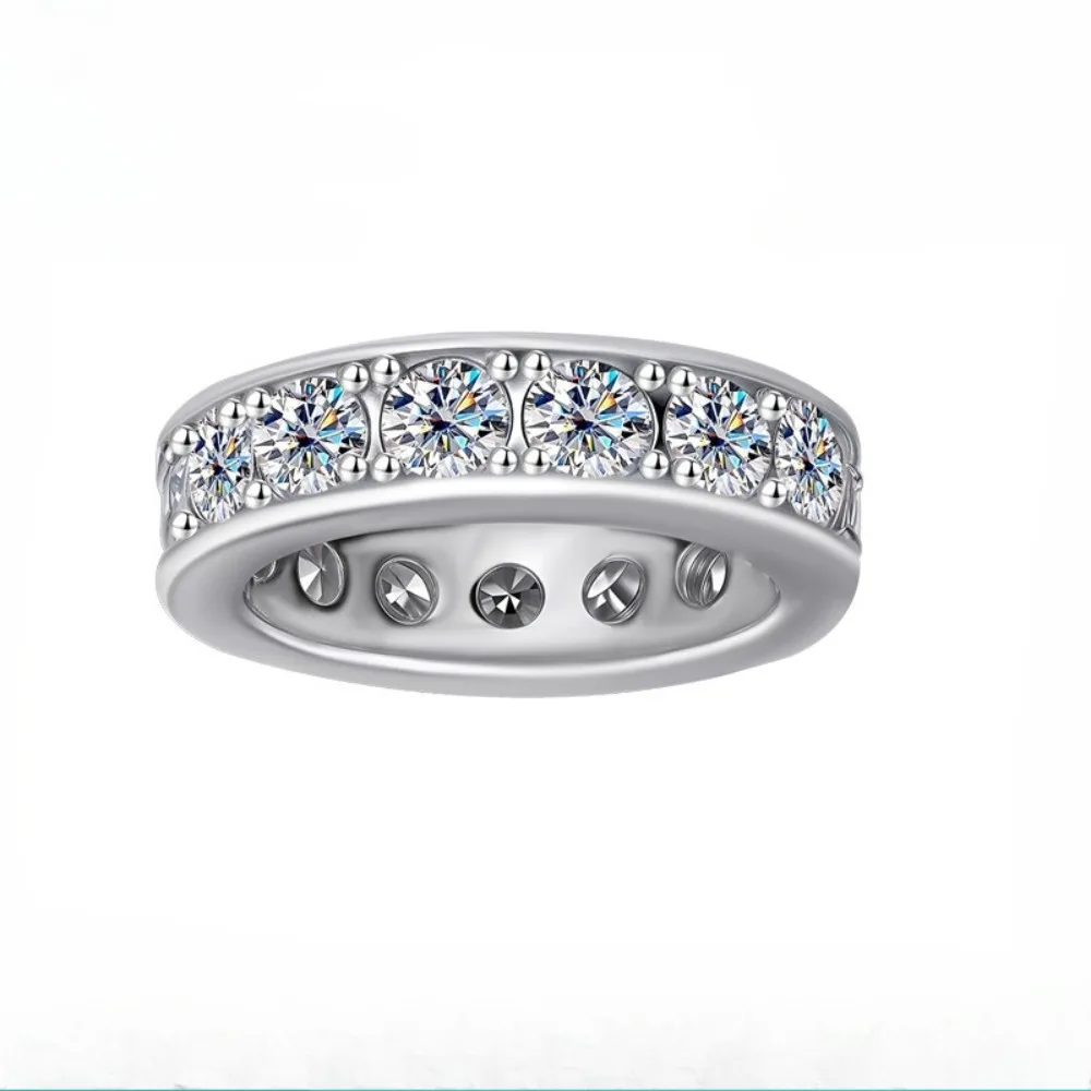 

4mm Iced D Color Moissanite Eternity Ring 925 Sterling Silver Women Wedding Band Fine Jewelry Engagement Ring Pass Tester Gift