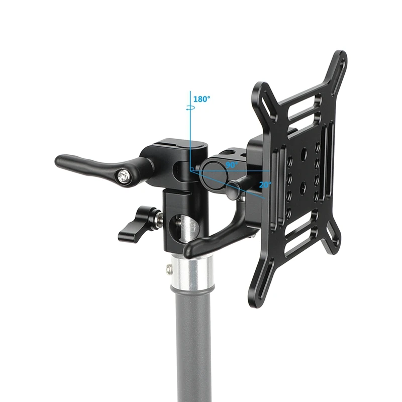 Adjustable For VESA Monitor Mount With Quick Release V-Lock To C- Stand Baby Pin Adapter Supports Monitors 13To 32Inch