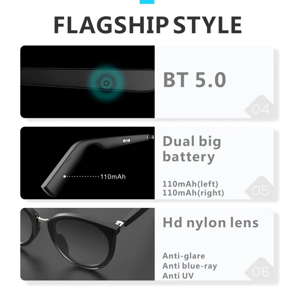 Mode Sonnenbrille neueste Bluetooth-Brille namens Smart Sonnenbrille mit Tws Kopfhörer