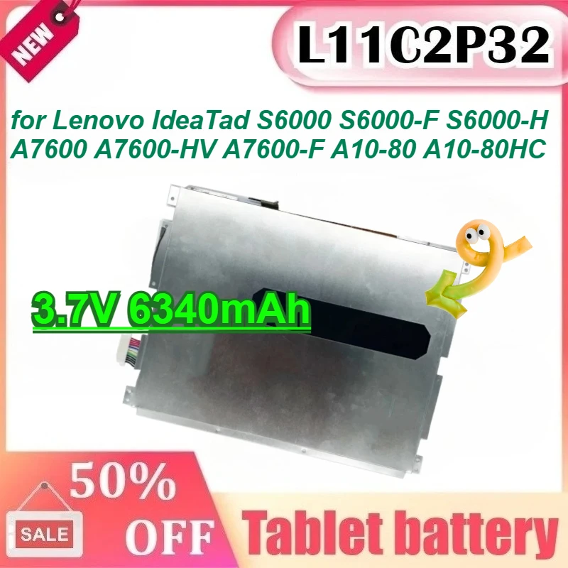 

L11C2P32 Аккумулятор 3,7 В, 6340 мАч для Lenovo IdeaTad S6000 S6000-F S6000-H A7600 A7600-HV A7600-F A10-80 A10-80HC S6000F/H L12D2P31