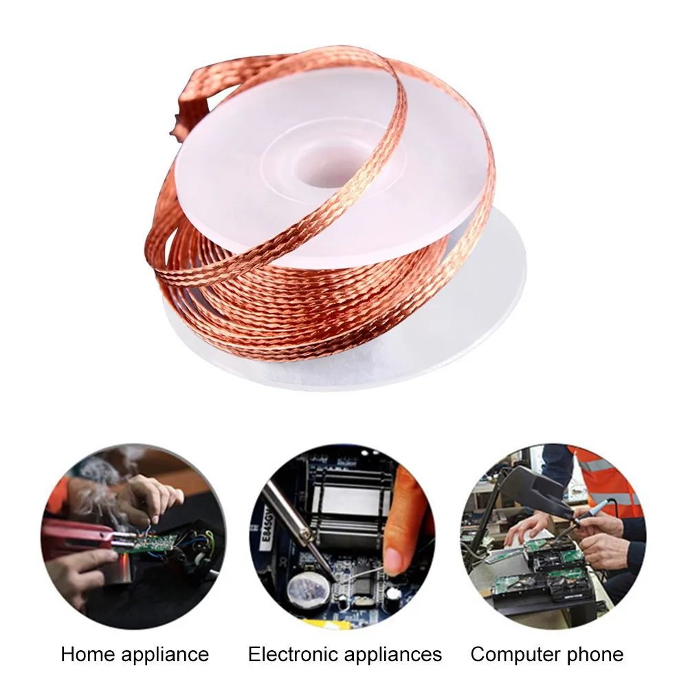 1.5-3.5mm Desoldering Braid Solder Remover Wick Wire Welding Point Solder Remover Wick Tin Lead Cord Flux for Soldering