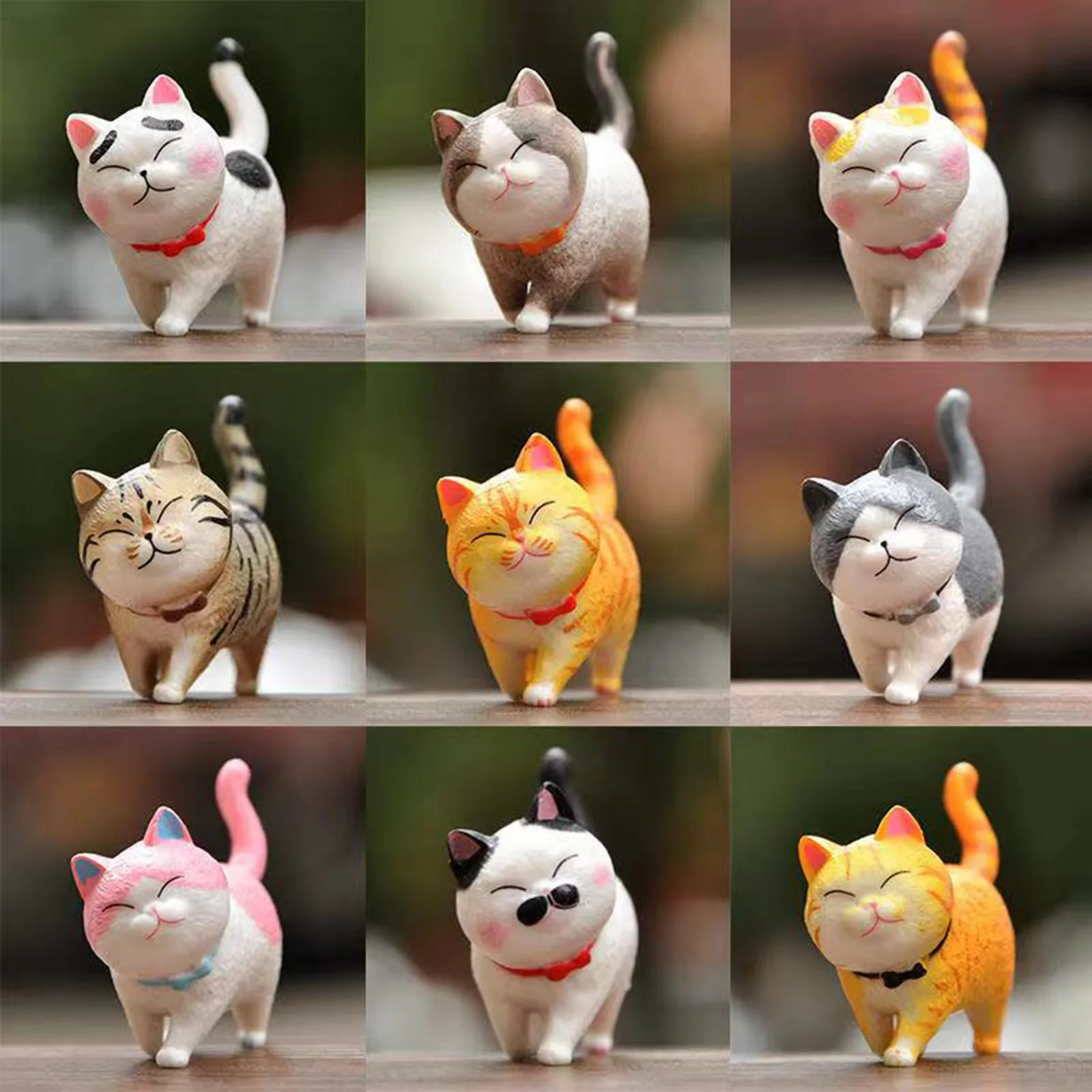 PVC Mini Funny Cat Craft Figurine Cute Animal Ornaments For Home Decoration Landscape Garden Pot Fairy Decor