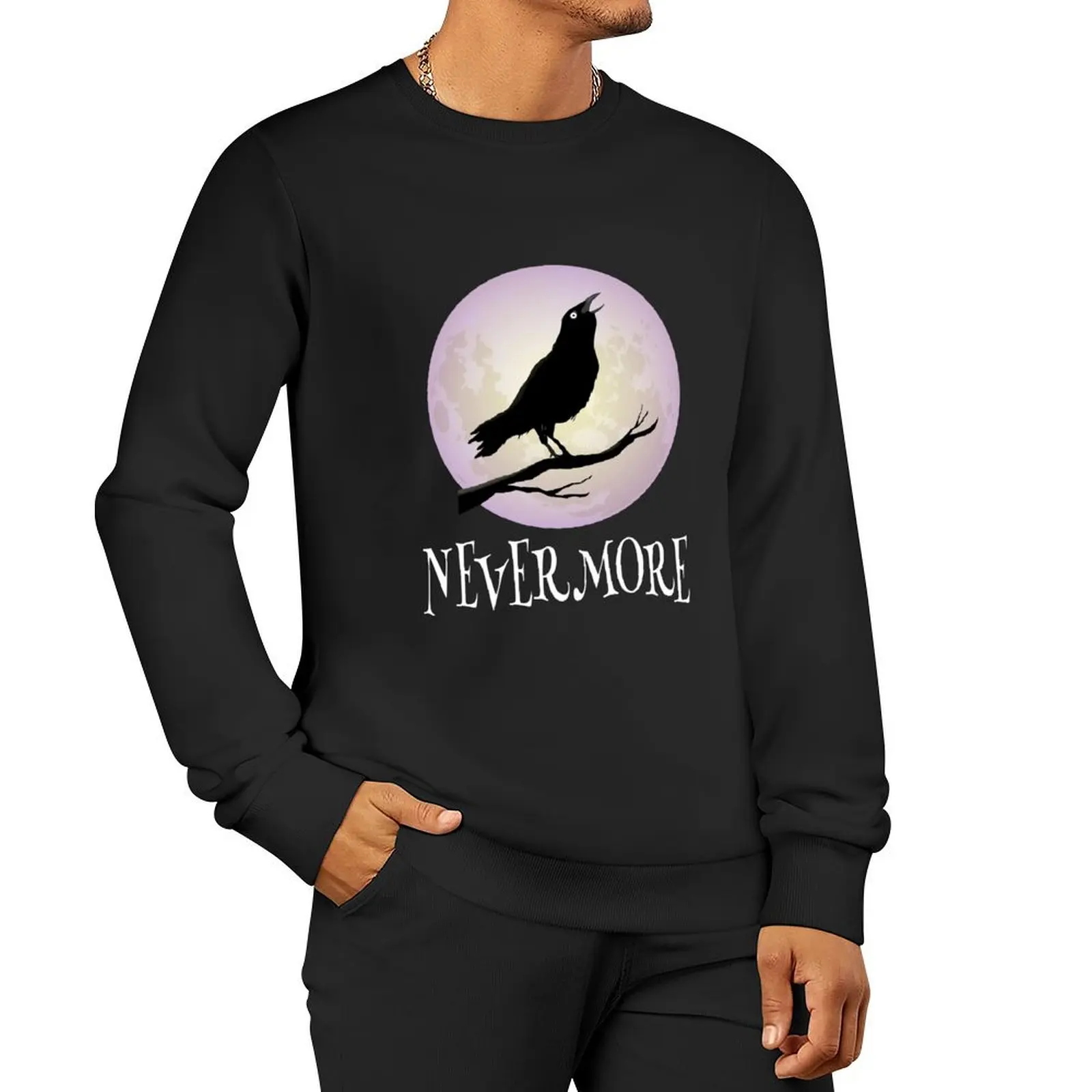 

NEVERMORE The Raven Edgar Allan Poe Halloween Spooky Pullover Hoodie winter clothes graphic t shirts men new sweatshirt