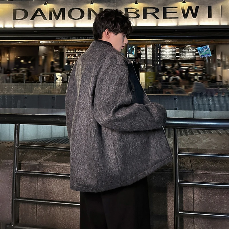 Luzhen 2025 novos bolsos da moda decorar cor sólida velo jaqueta casual masculino bonito de alta qualidade solto roupas masculinas jy5294