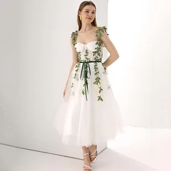 Thinyfull 2024 A-Line Prom Dresses Sweetheart Tea Length Appliques Evening Dress Saudi Arabia Cocktail Party Prom Gown Plus Size