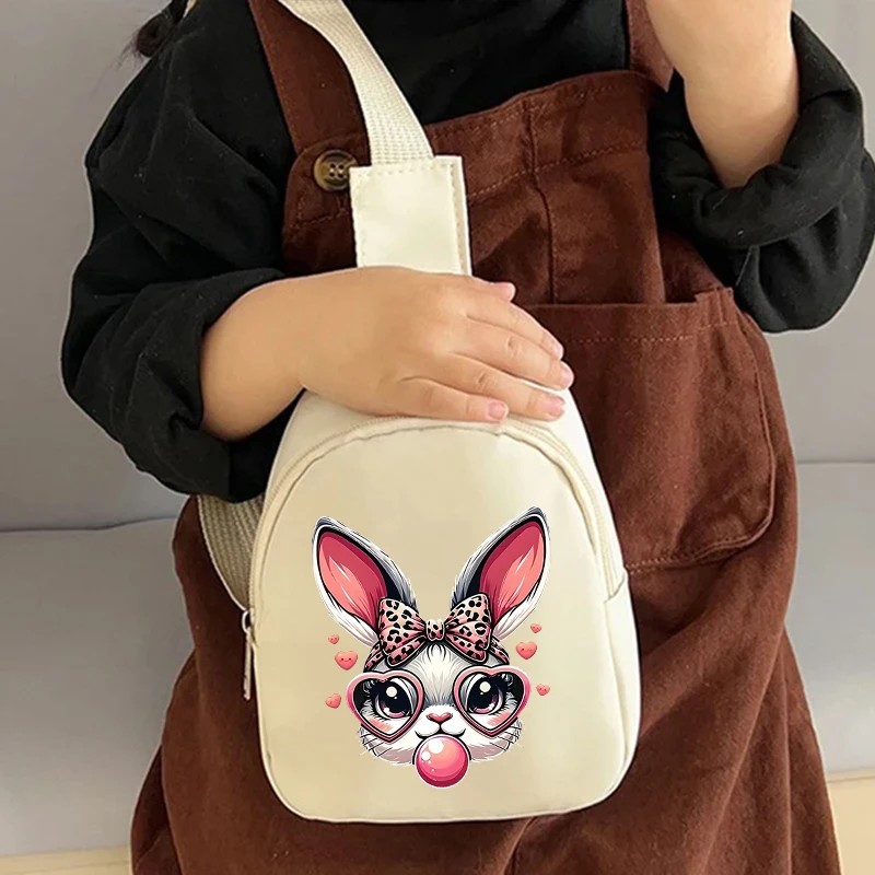 

Детская нейлоновая поясная сумка с милым принтом кролика, кошелек для денег, детская сумка на молнии с мультяшным зайчиком, для девочек и мальчиков, милые пасхальные нагрудные сумки, сумки через плечо