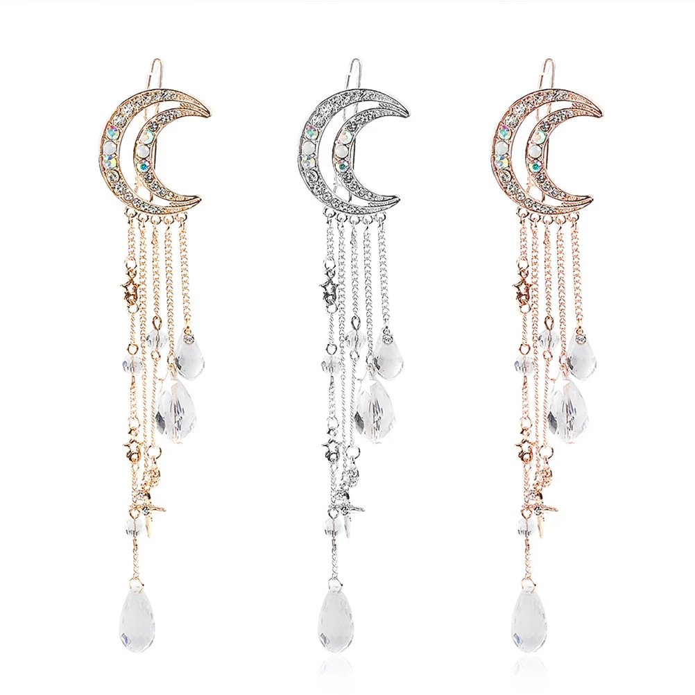 

Retro Tassel Hair Clip Clips Womne Accessories Vintage Moon Barrette Student for