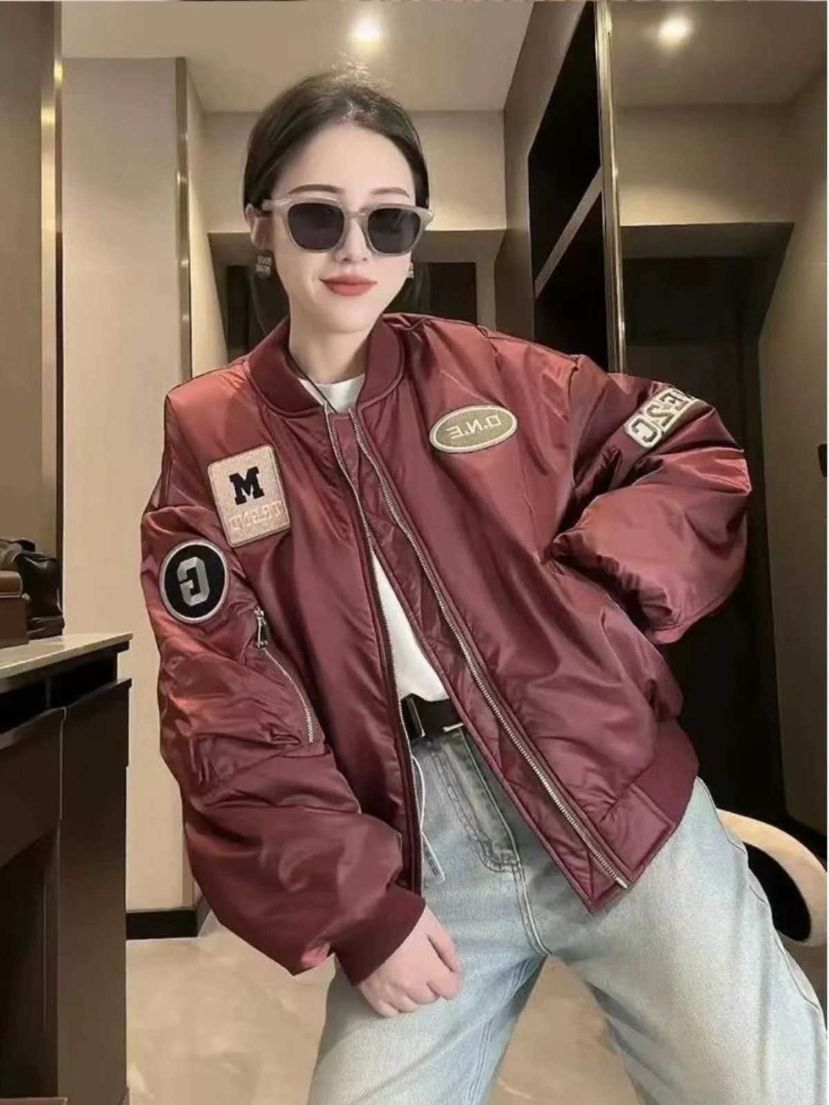 American Style Short Baseball Jacket Women's Label Trendy Sportswear Flight Jacket Spring Outerwear New 2026 European Goods
