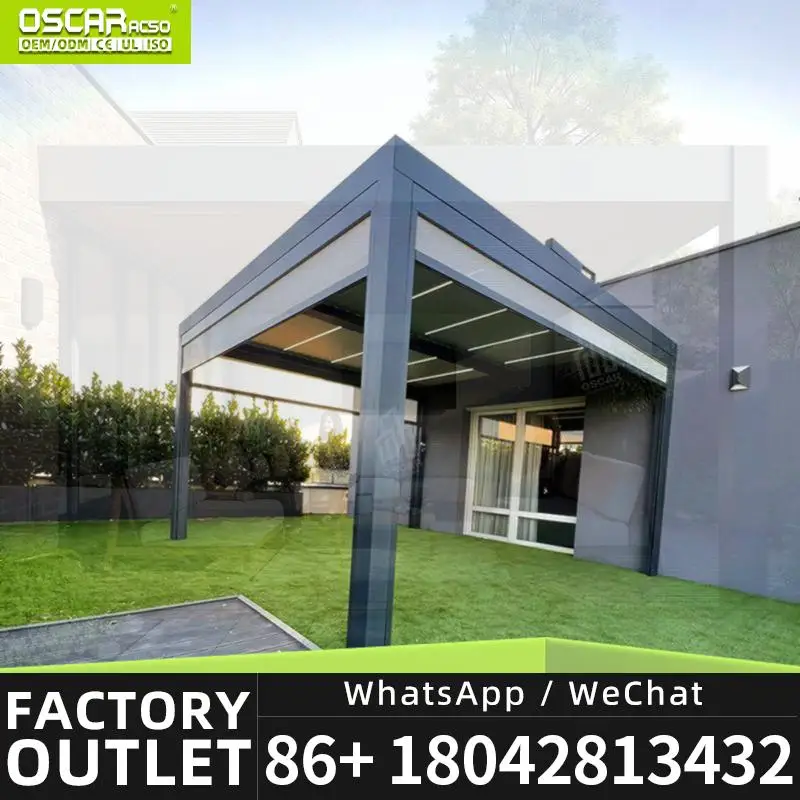 Aluminium Patio Pergolas Covered Bioclimatic Outdoor Motorized Louvered Roof In Europe US Garden Party Backyard Gathering Picnic