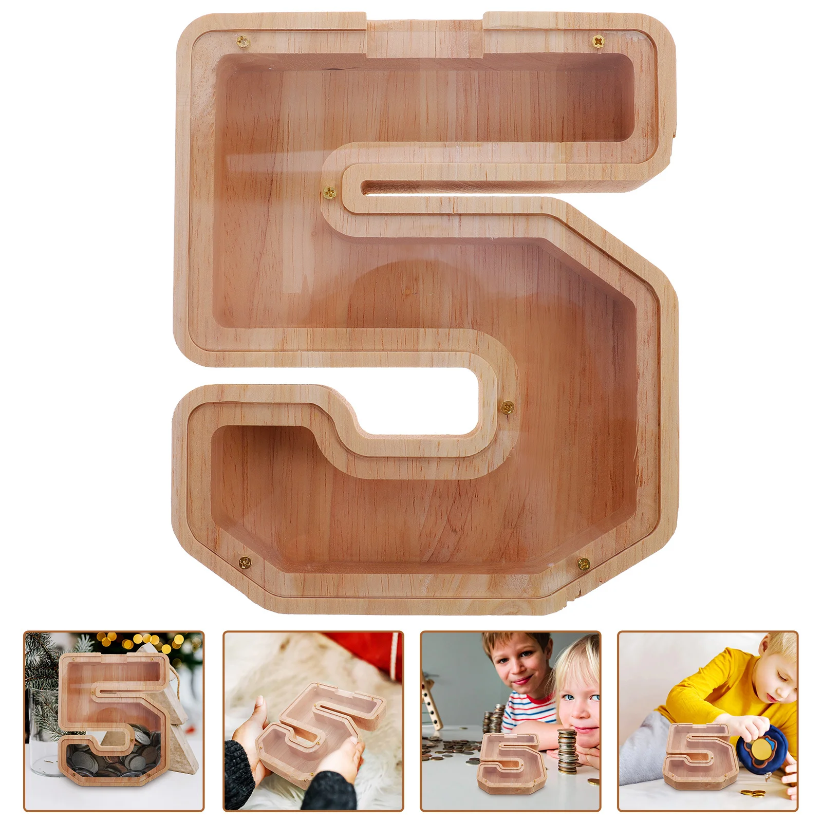 透明な木製貯金箱 多機能貯金箱 子供用クリエイティブコインバンク ホームデコレーション デスクトップ貯金ジャー