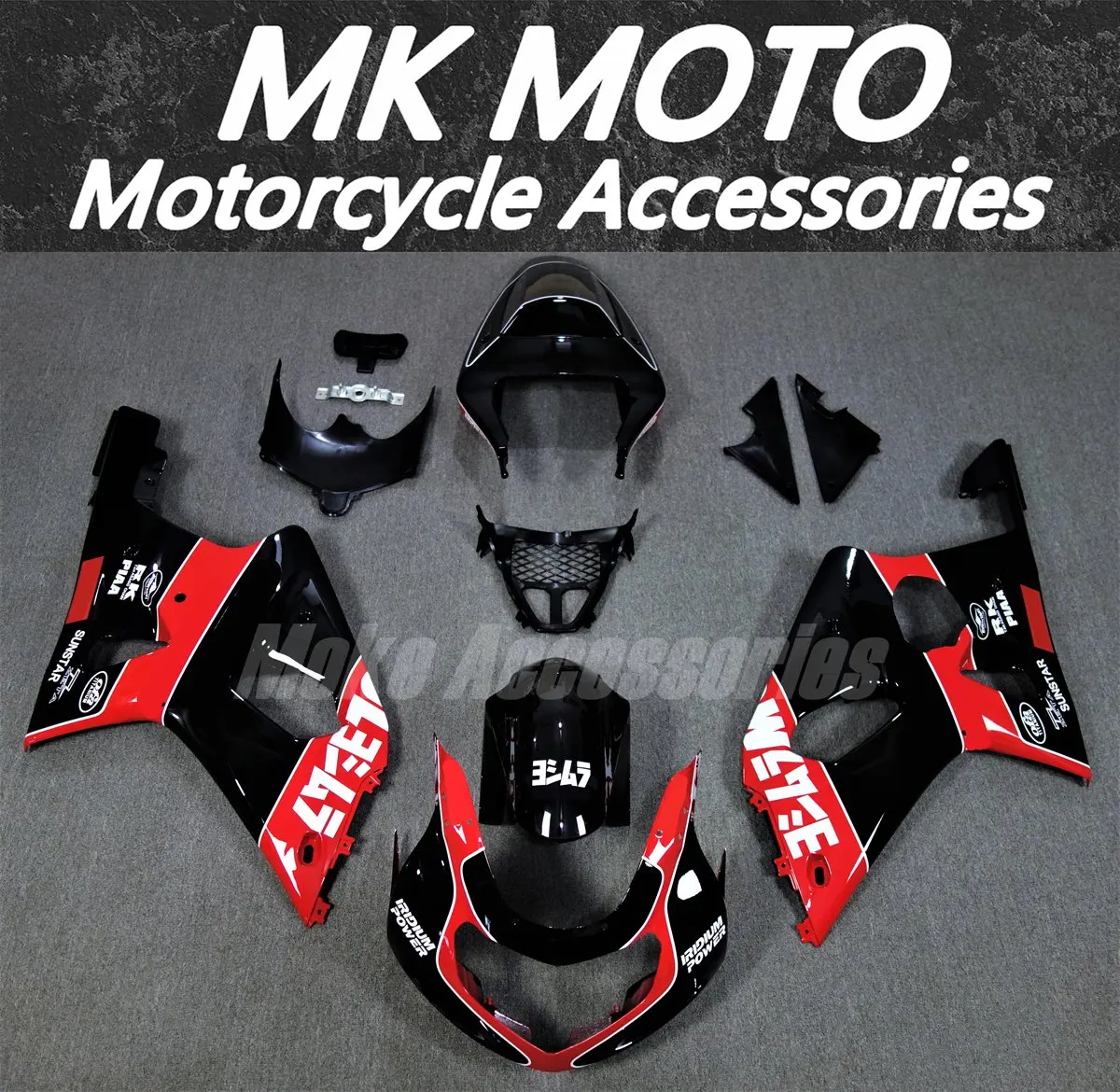 

Moke moto Motorcycle Fairings Kit Fit For Gsxr1000 2000 2001 2002 Bodywork Set High Quality ABS Injection Red Black Yoshimura