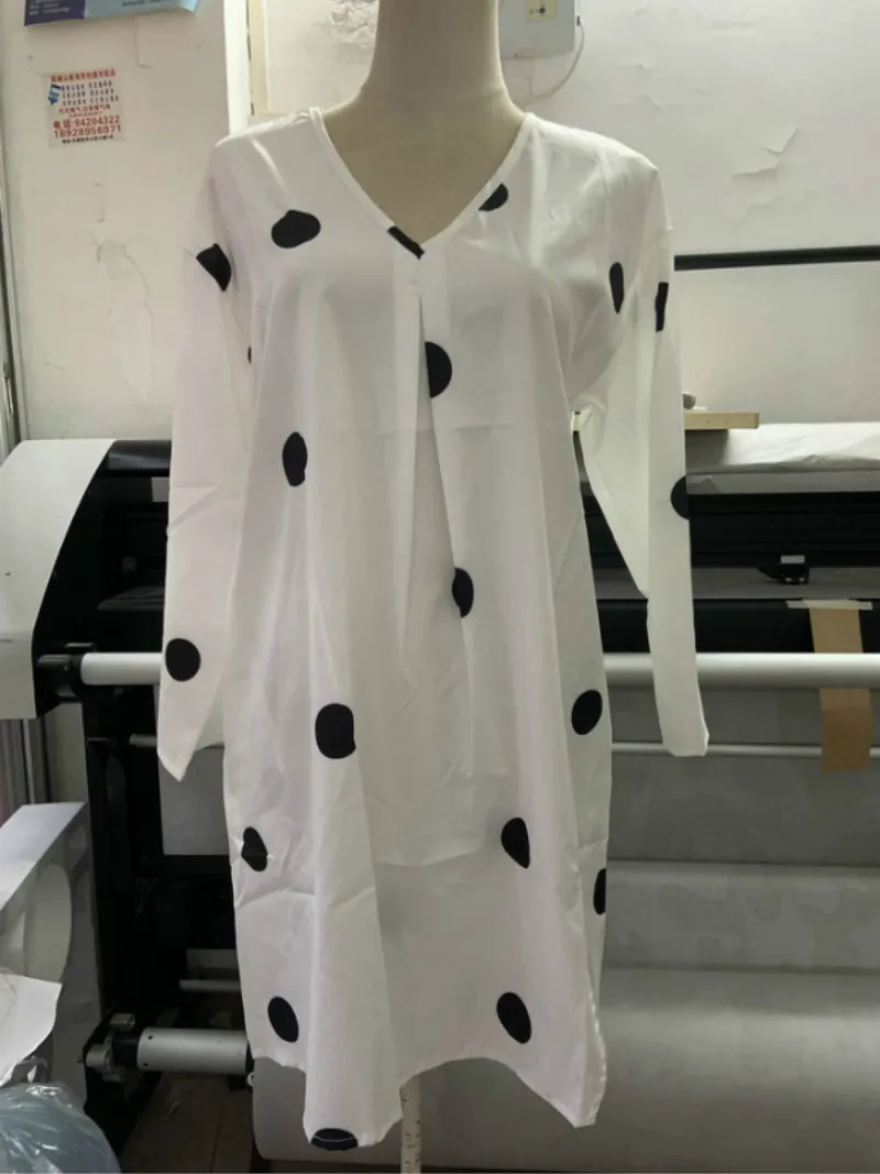 T Shirt Kleid Polka Dot Kleid Plus Größe 5xl 4xl 3xl Xxxxl Xxxxxl lose übergroßen Vestiti Donna Frauen Sommer Jurken langarm