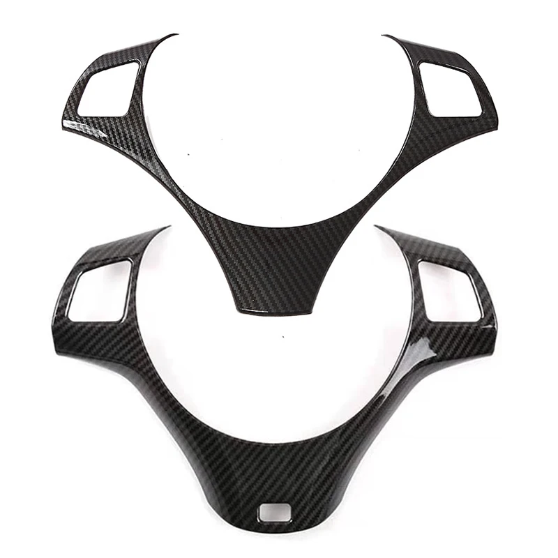 

1pc ABS Car Steering Wheel Cover FIT For BMW 1 3 Series E87 E90 E92 E93 2006-2012 Carbon Fiber Black Dustproof Self-Adhesive