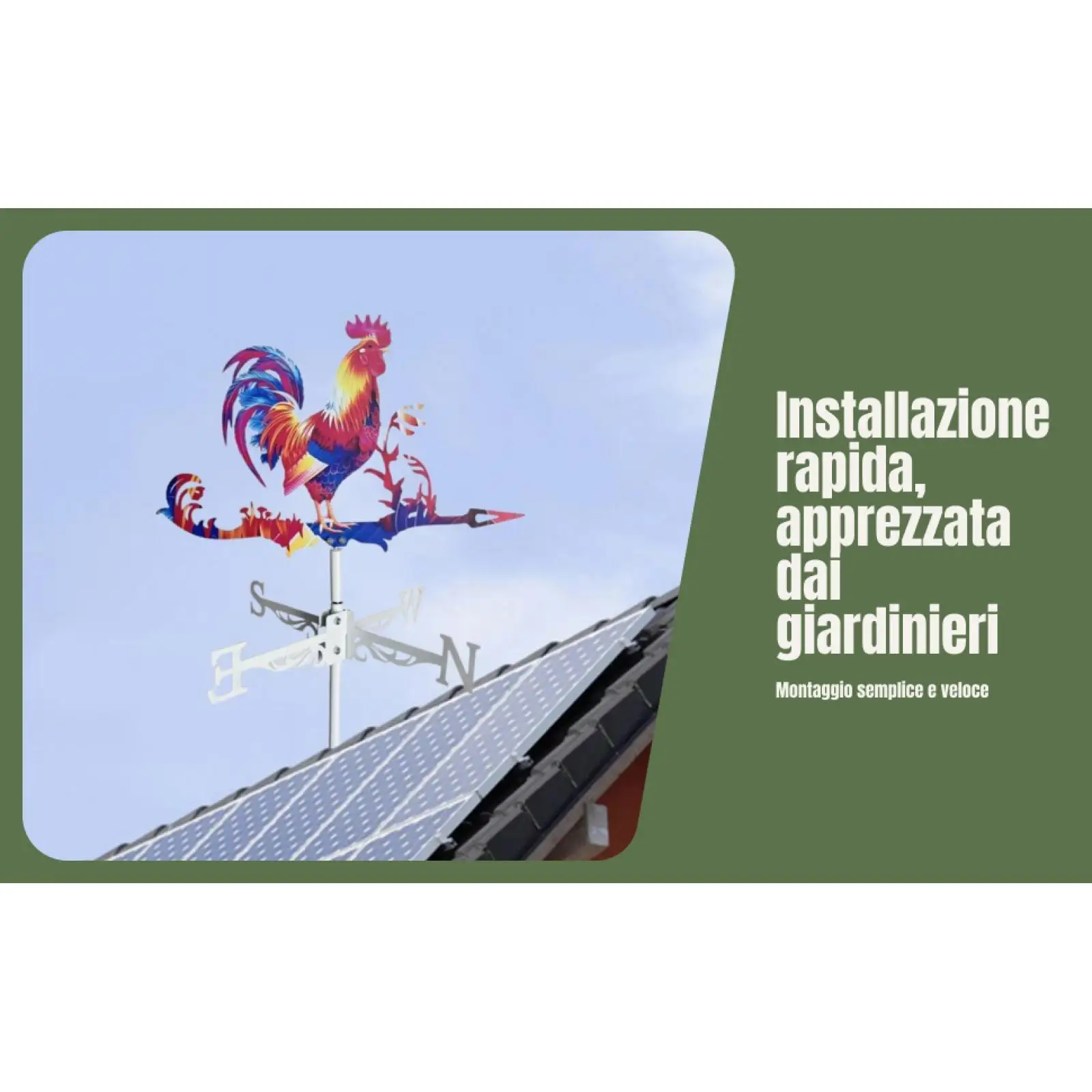 

Large Rooster Wind Direction Weathervane Metal Weather Vane for Farmhouse Outdoor Garden Decoration