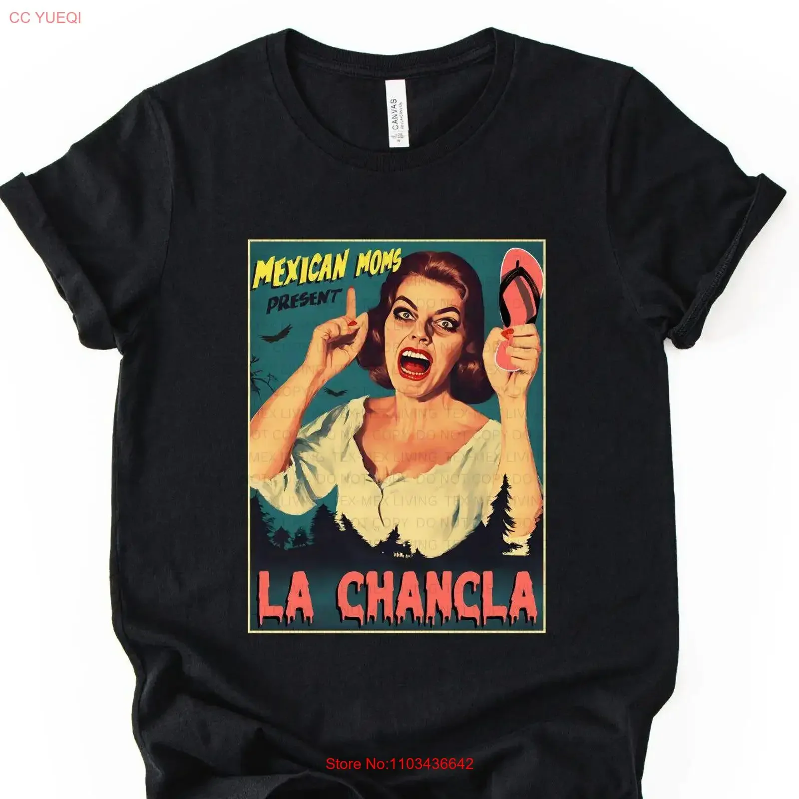 Camiseta La Chancla, Estilo Latino Mexicano, Halloween, Terrorífica, Gótica, Película de Terror, Vintage, Lavada, Suave