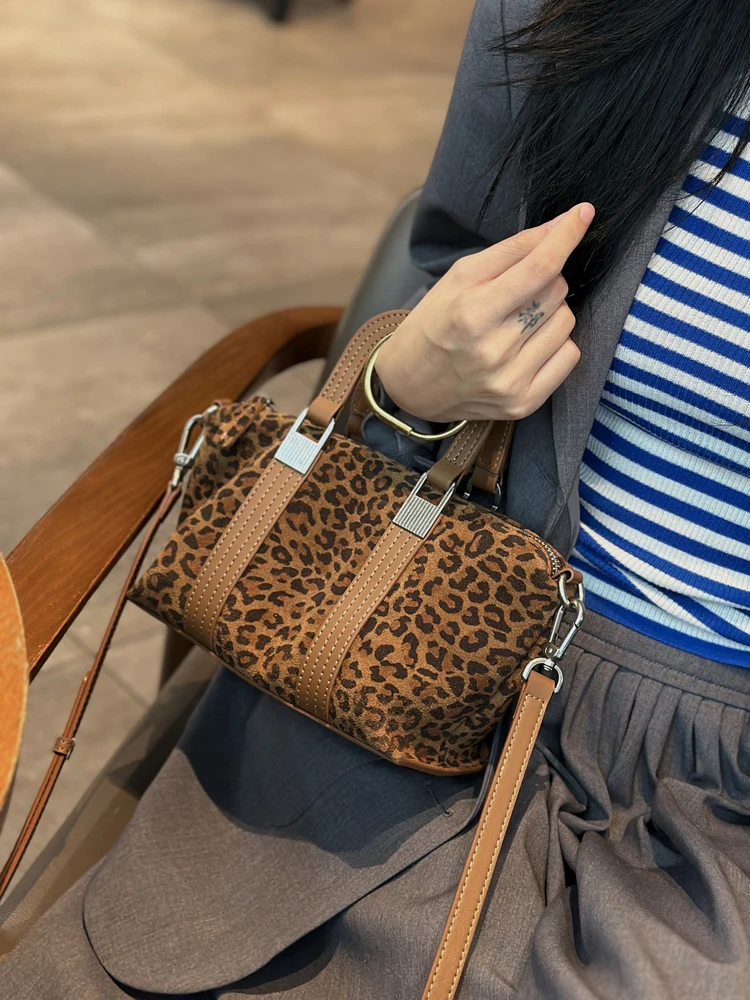 Leather handbag women's small crossbody bag 2024 new fashion leopard print senior sense light luxury women's bag