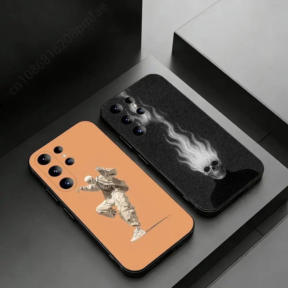 Gothic Skeleton Dark Aesthetic Phone Case for Samsung Galaxy S20,23 Ultra S24,22 Plus S25,26,21FE TPU Cover