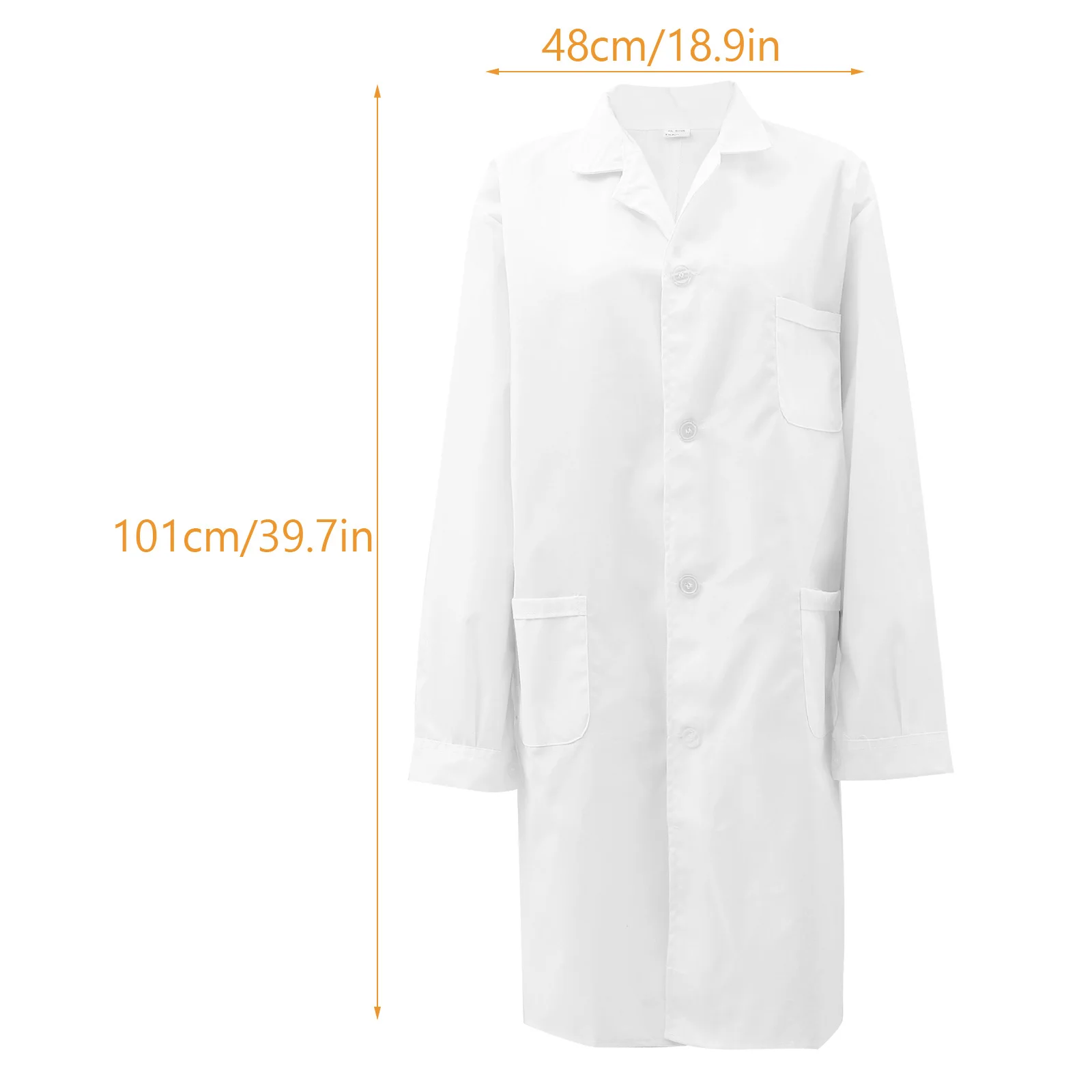 Weißer Laborkittel Langarm Professioneller medizinischer Mantel Männer Erwachsene Arztkostüm Atmungsaktiv Langlebig Arzt Cosplay Uniform