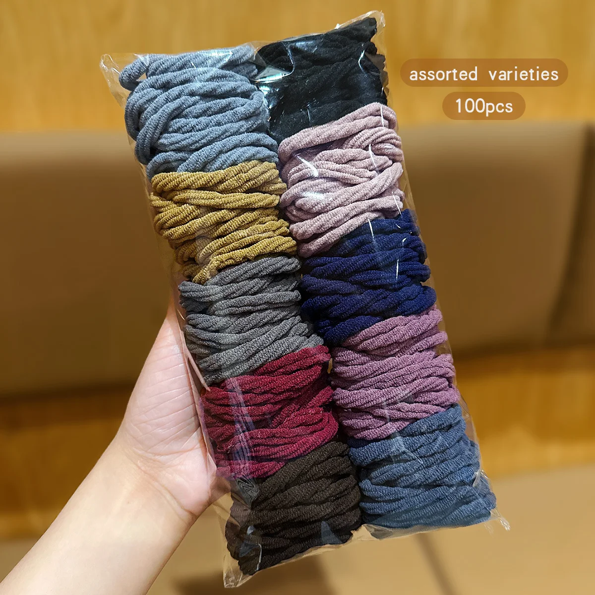 100 high elasticity and durable hair rings with basic rubber bands suitable for daily use as hair accessories (the box is a sho