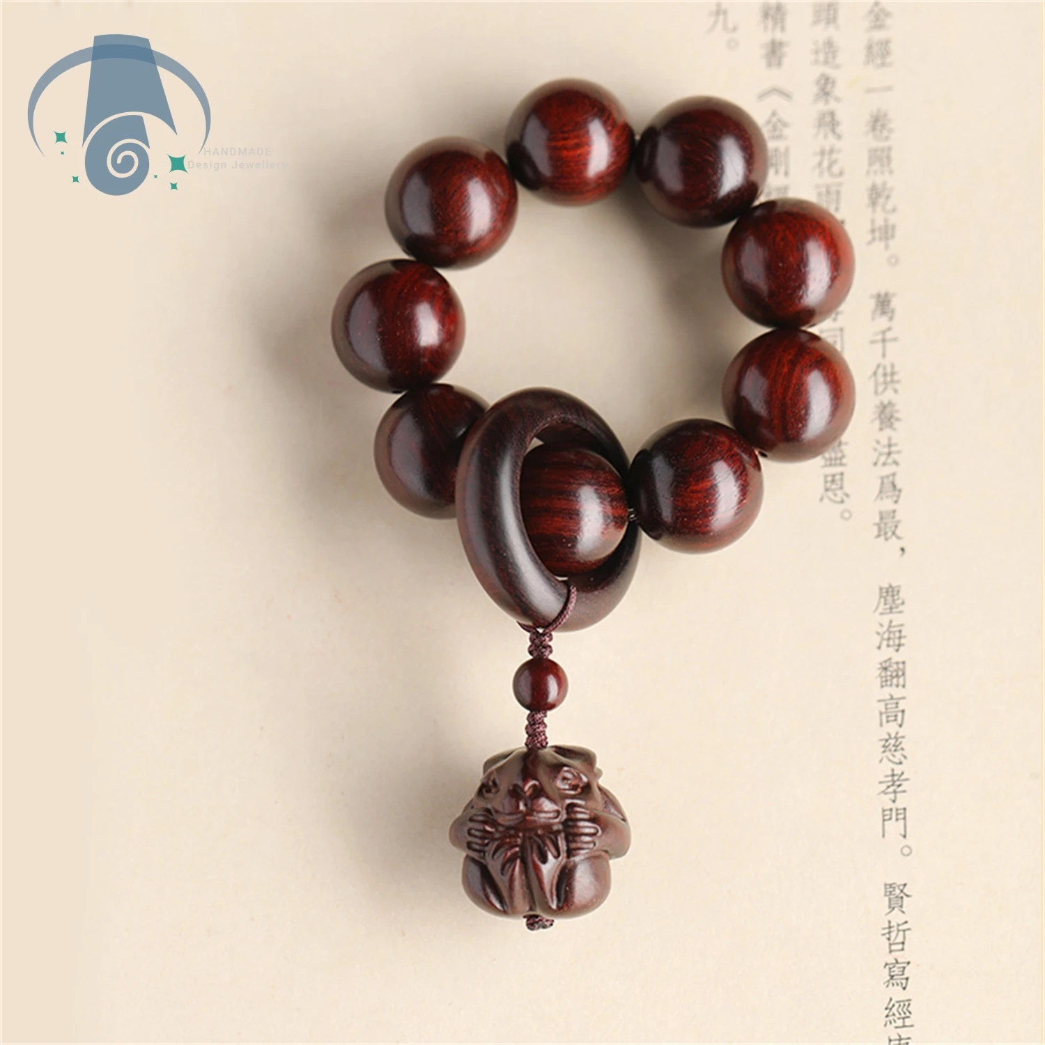 

Genuine Sandalwood Chinese Zodiac Bracelet Handmade Wooden Beads Unisex Buddhist Prayer Mala Stress Relief Meditation Jewelry