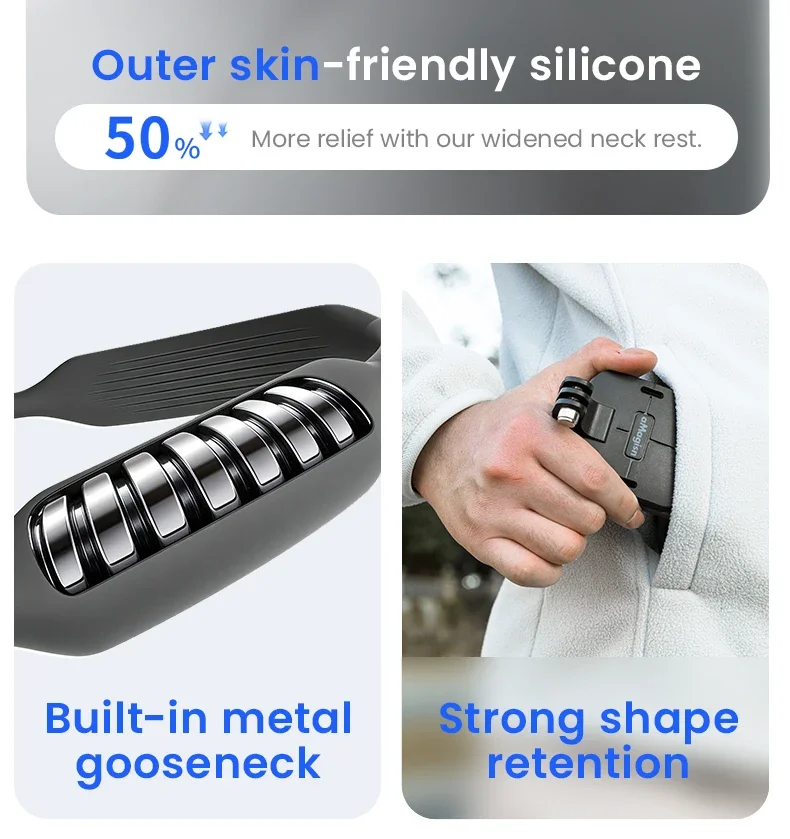 aMagisn Unsichtbare Magnetische Nackenhalterung, POV Nackenhalterung für Gopro / DJI Pocket 4 / Insta360 Ace, Luna Ultra Zubehör – Detail 22