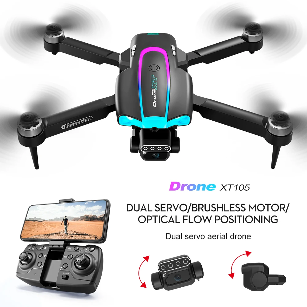 XT105 UAV Obstacle Avoidance Dual Servo HD Aerial Photography Quadcopter Optical Flow Brushless Motor RC Aircraft