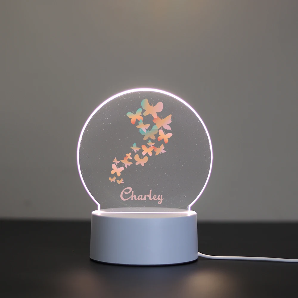 

1 customized LED light panel a group of butterflies Square acrylic custom night light USB powered desktop decorative light butt
