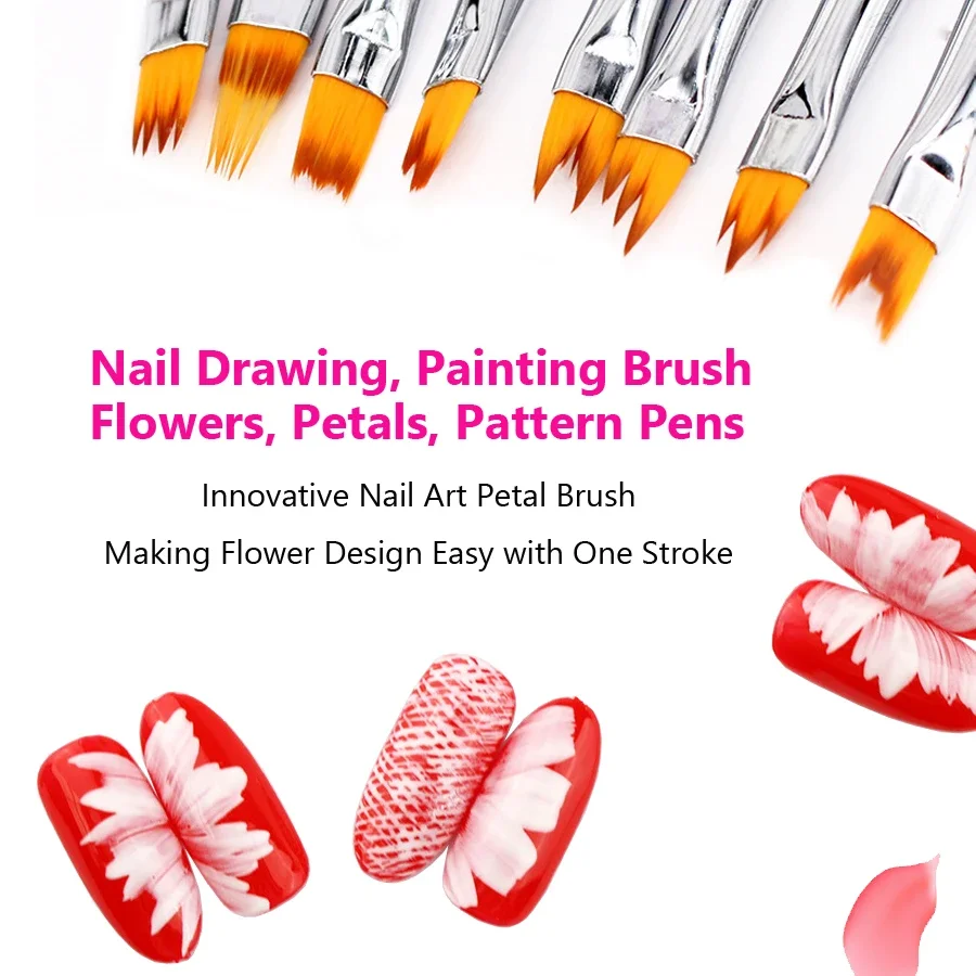 8 pinceles para pintar con degradado de pétalos para decoración de uñas, bolígrafos de dibujo para diseño de manicura, herramientas de decoración de uñas