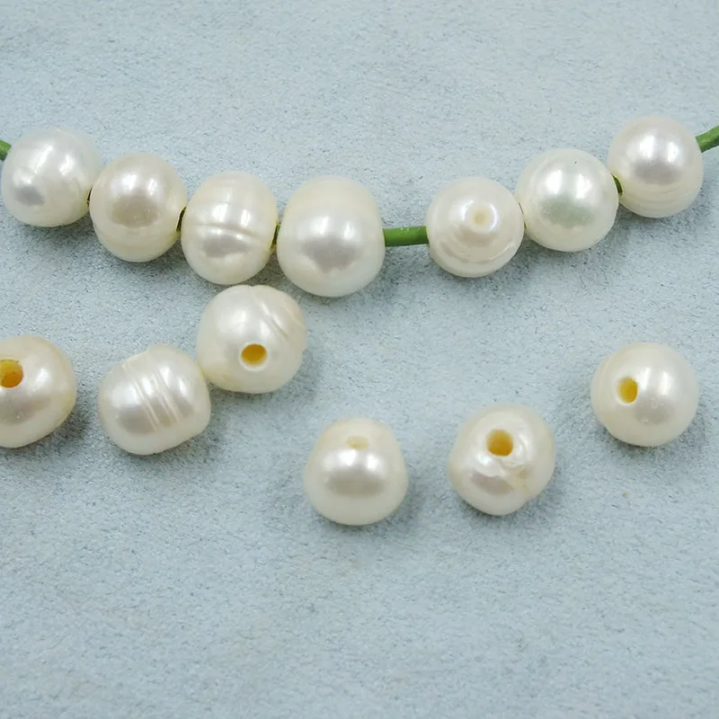 Wholesale 100PCS 2MM large hole pearl 10MM potato-shaped natural freshwater 6 years cultured pearl loose beads