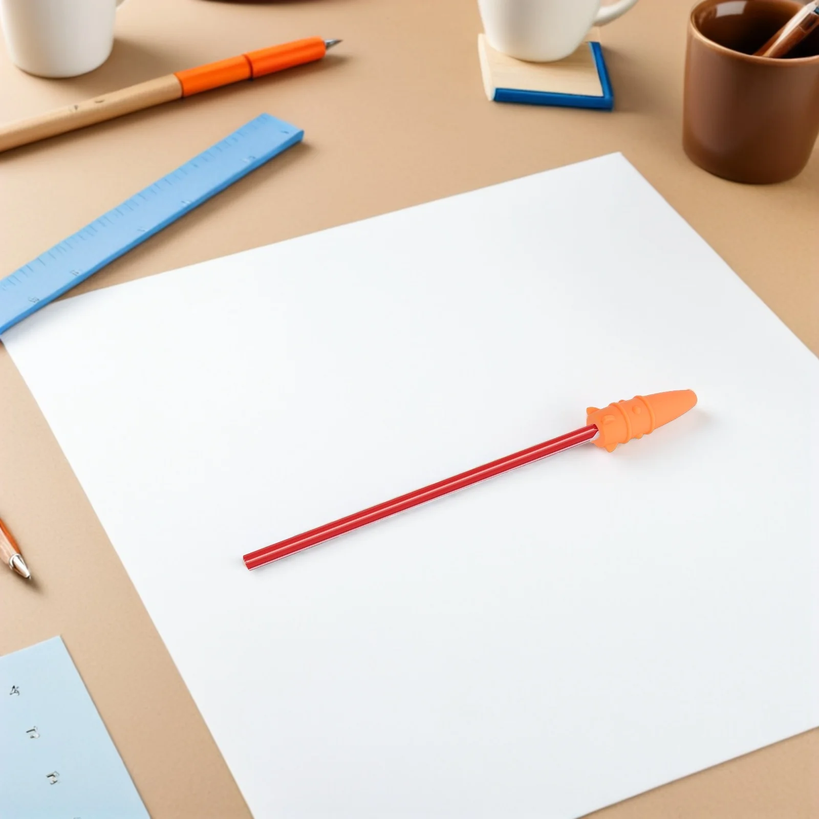 4 szt. Silikonowe nakładki na ołówki w kształcie rakiety, otwór 6,8 mm: miękkie, gryzalne nakładki na ołówki dla uczniów z potrzebami sensorycznymi, zielone ochraniacze na końcówki ołówków