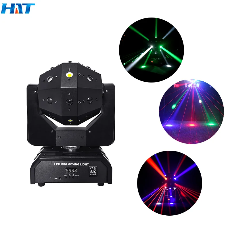 HT-Estágio profissional luzes LED com cabeça móvel RGB luz laser, controle de som, laser DMX para festa e casamento, 16*3W, 16PCs