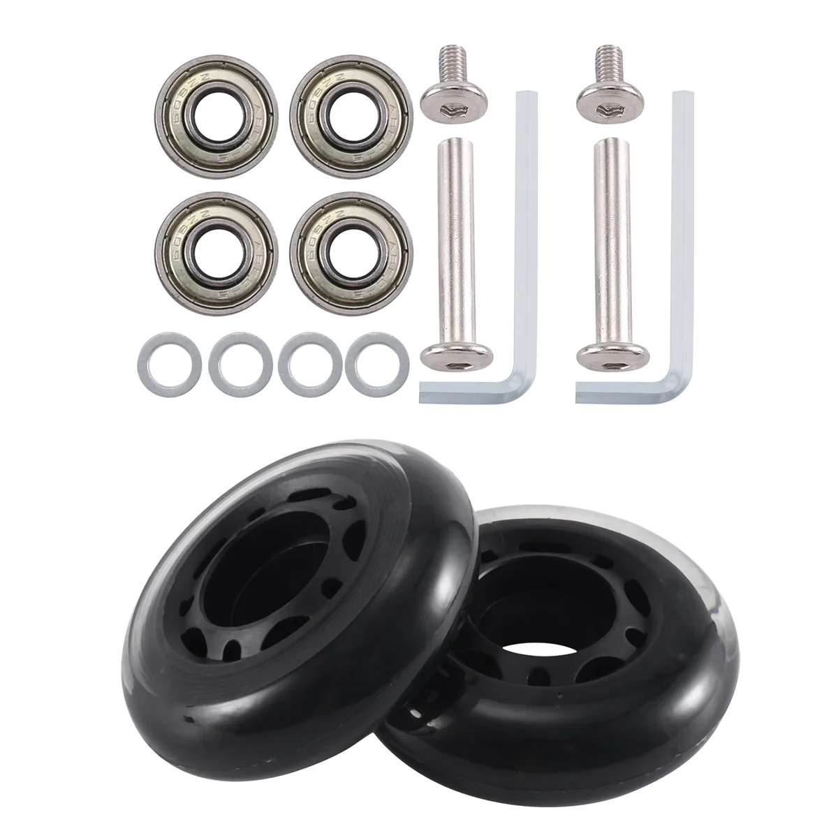 N89R 60Mmx18Mm Luggage Suitcase Replacement Wheels Axles Wrench Deluxe Repair with PU Wheels Carbon Steel Bearings