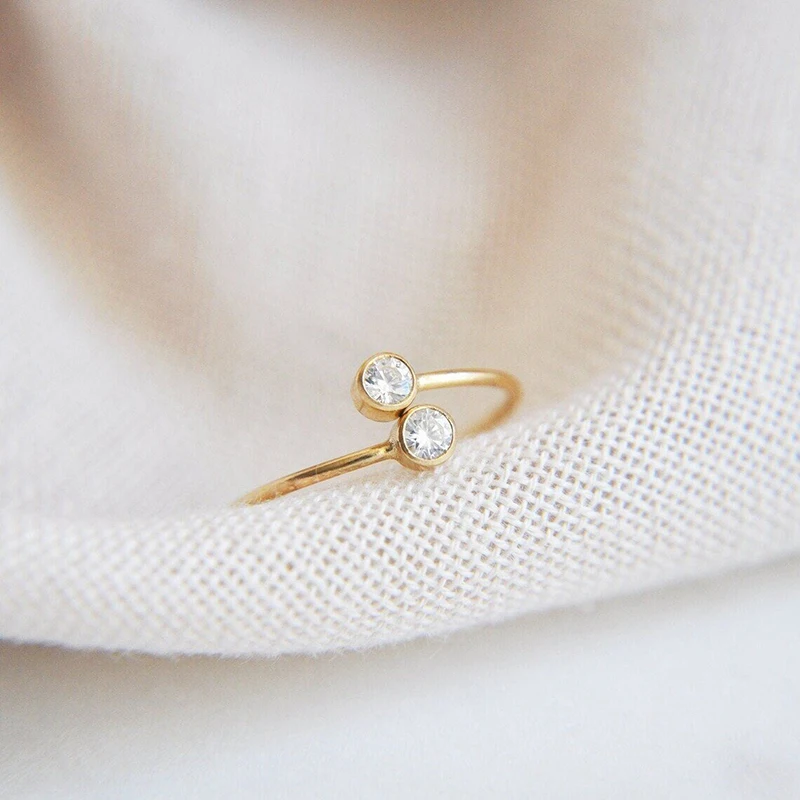 14k Gold Filled Rings Adjustable Stacking Ring Minimalist Ring Dainty Ring Delicate Ring Gold Filled CZ Ring Gifts for Her