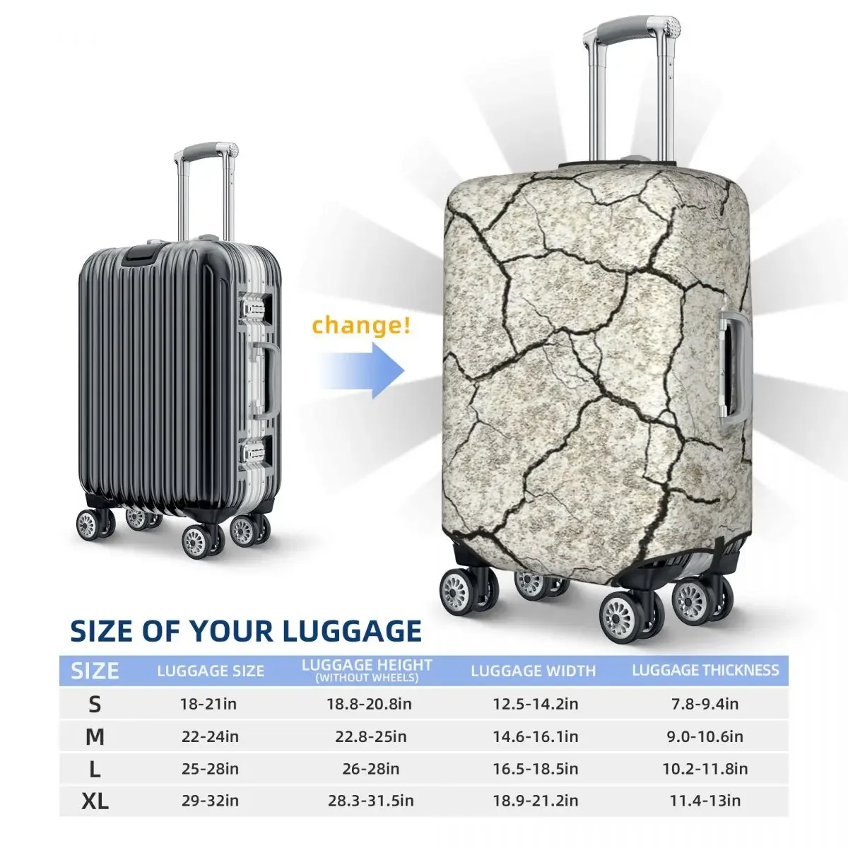 Texture Travel Print Luggage Protective Dust Covers Elastic Waterproof 18-32inch Suitcase Cover Travel Accessories