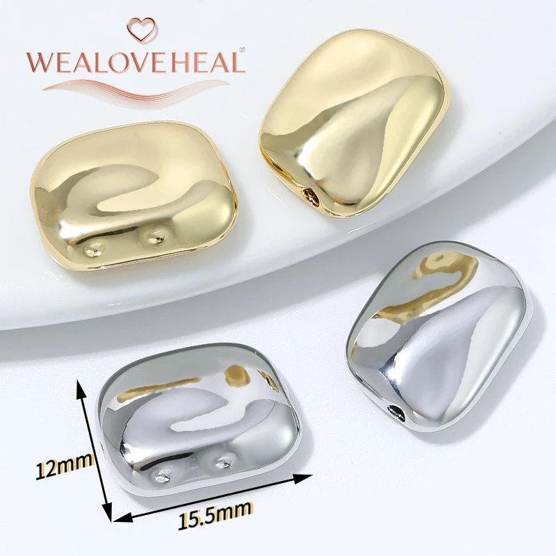 perlen für schmuckherstellung, schmuckherstellung zubehör, 15,5x12mm massive, flache, rechteckige Spacer-Perlen, 18K vergoldetes Messing, hochglanzpoliert, für Armbänder, Halsketten und Schmuckherstellung – Detail 17