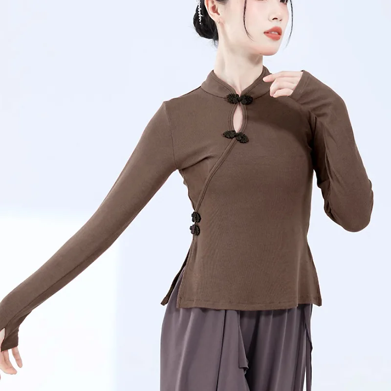 Ubrania do ćwiczeń tańca klasycznego, topy cheongsam, cienka nowoczesna odzież, chińskie ubrania do treningu ciała, odzież damska 2025