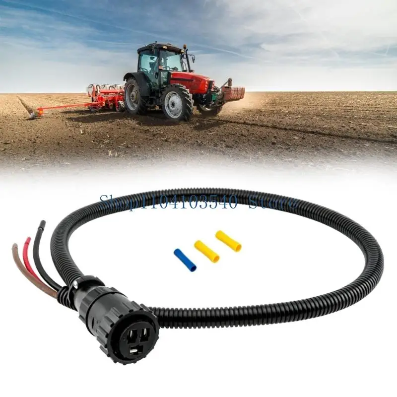 02DC Farm Equipment 3 Pin Power Connector Assembly Replacement Kit with Wire Harness and Heat Shrinks Connector for Auxiliary