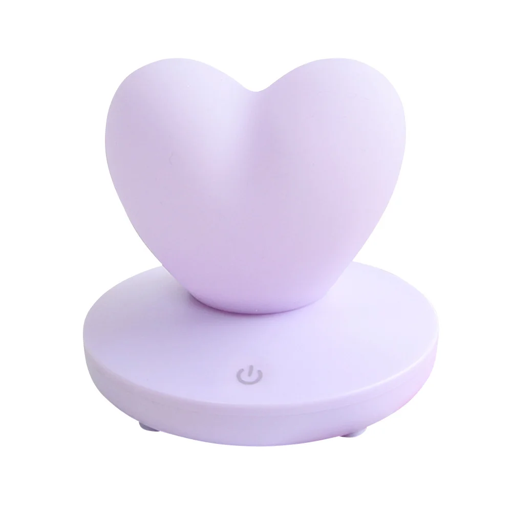 Heart Shape Rechargeable Night Light Purple Compact Creative Bedside Lamp for Room Bedroom Gift Night Light