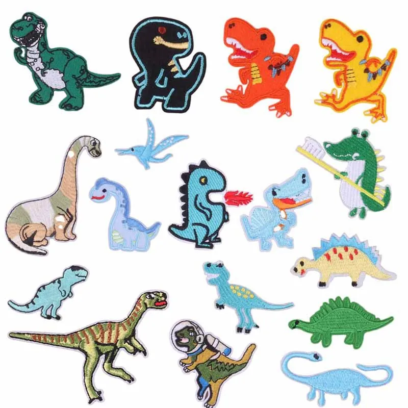 

17Pcs Cartoon Dinosaur Ironing Embroidered Patch For on Sew Child Clothes Hat Jeans DIY pants Sticker repair Backpack Applique