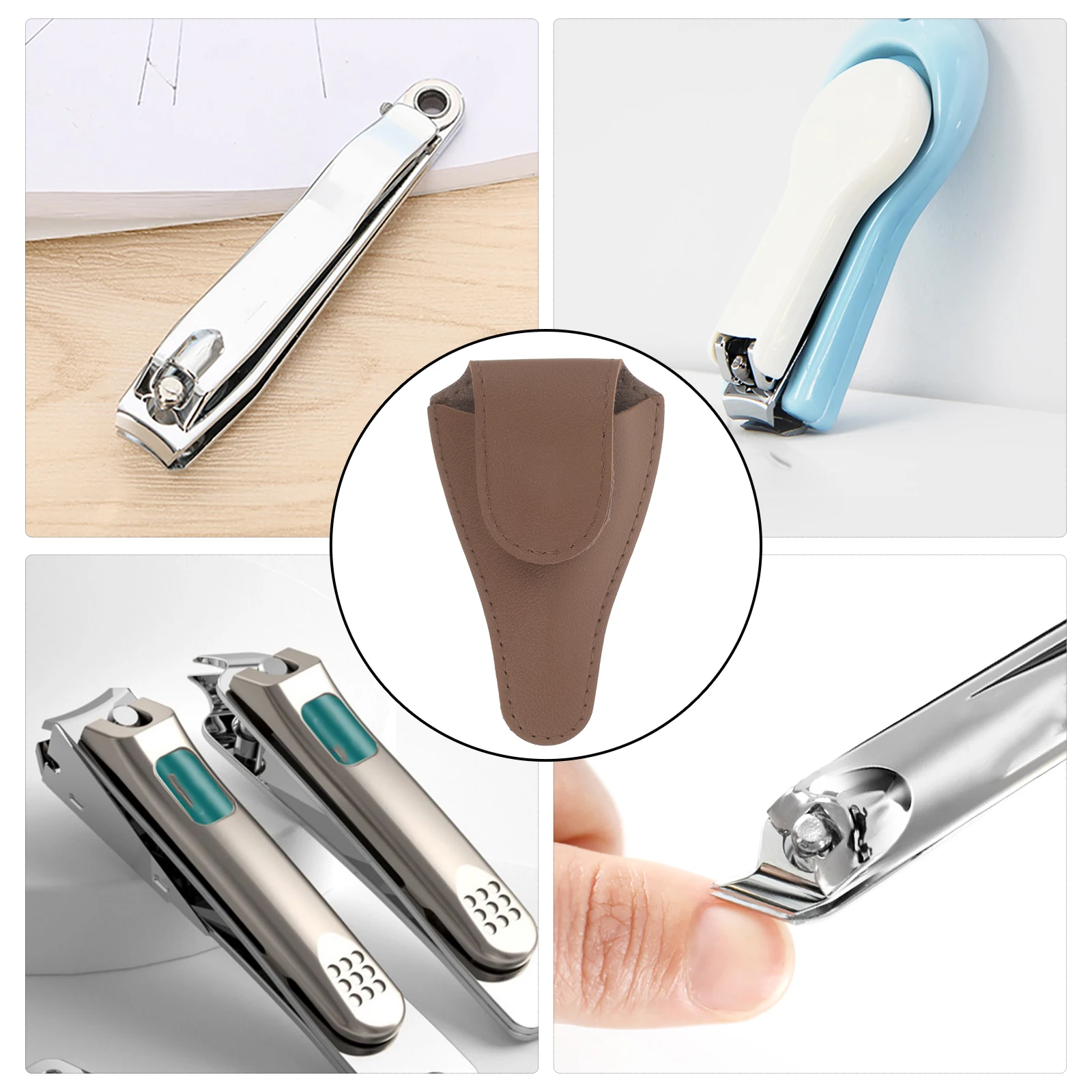 

Nail Clippers Protective Case Dark Brown PU Cover for Cuticle Scissors Nipper Tool Cap Suitable Men Women Manicure Pedicure