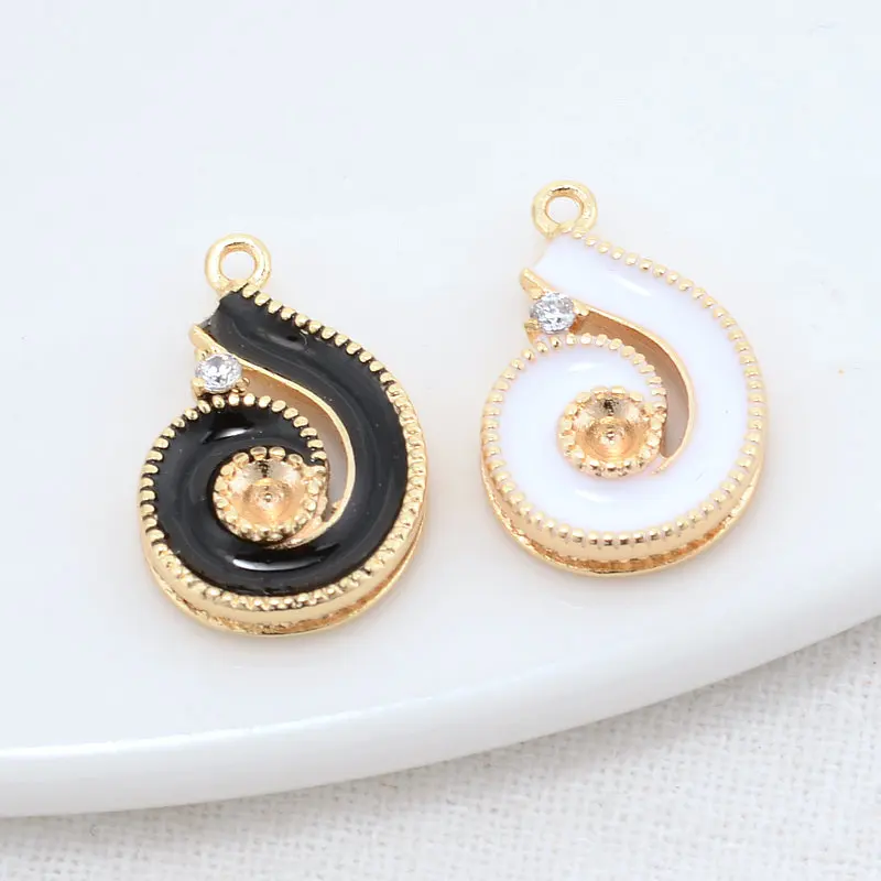 11*17MM 14K Gold Color Brass and Zircon Snail Charms Pendants Necklace Bracelet Jewelry Making Supplies Diy Accessories