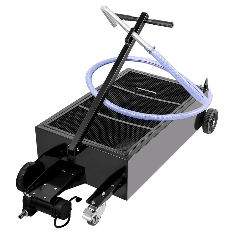 Oil Drain Pan 25 Gallon Oil Drain Tank, 95L Low Profile Oil Drain Pan, Large Capacity Oil Change Pan, Foldable Hand, with Electric Pump, Hose, Swivel Casters for Car, SUV, Trucks Oil Draining