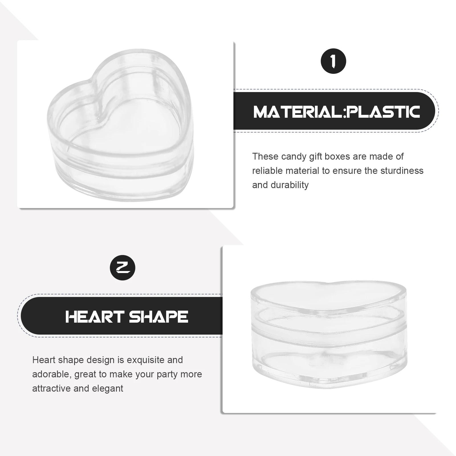 

5 Pcs Heart Shaped Storage Box Gift Boxes Clear Containers Plastic Jewelry Cases Favor