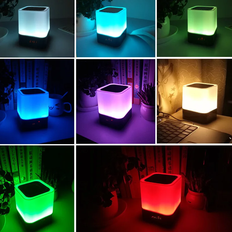 2023 New Wireless Bluetooth Speaker With LED Music Alarm. Rechargeable RGB Color Atmospheric Night Light Atmosphere Night Light