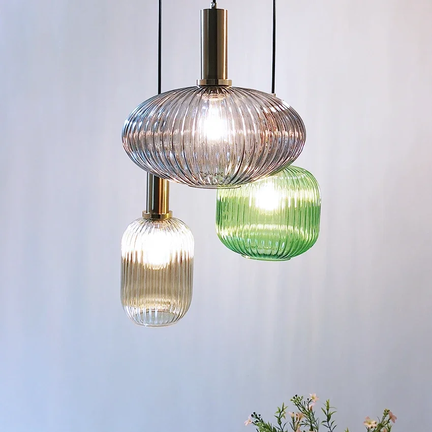 

Nordic restaurant pendant lights gray/green/Cognac glass modern hanging lamp bedroom living room kitchen suspension luminaire